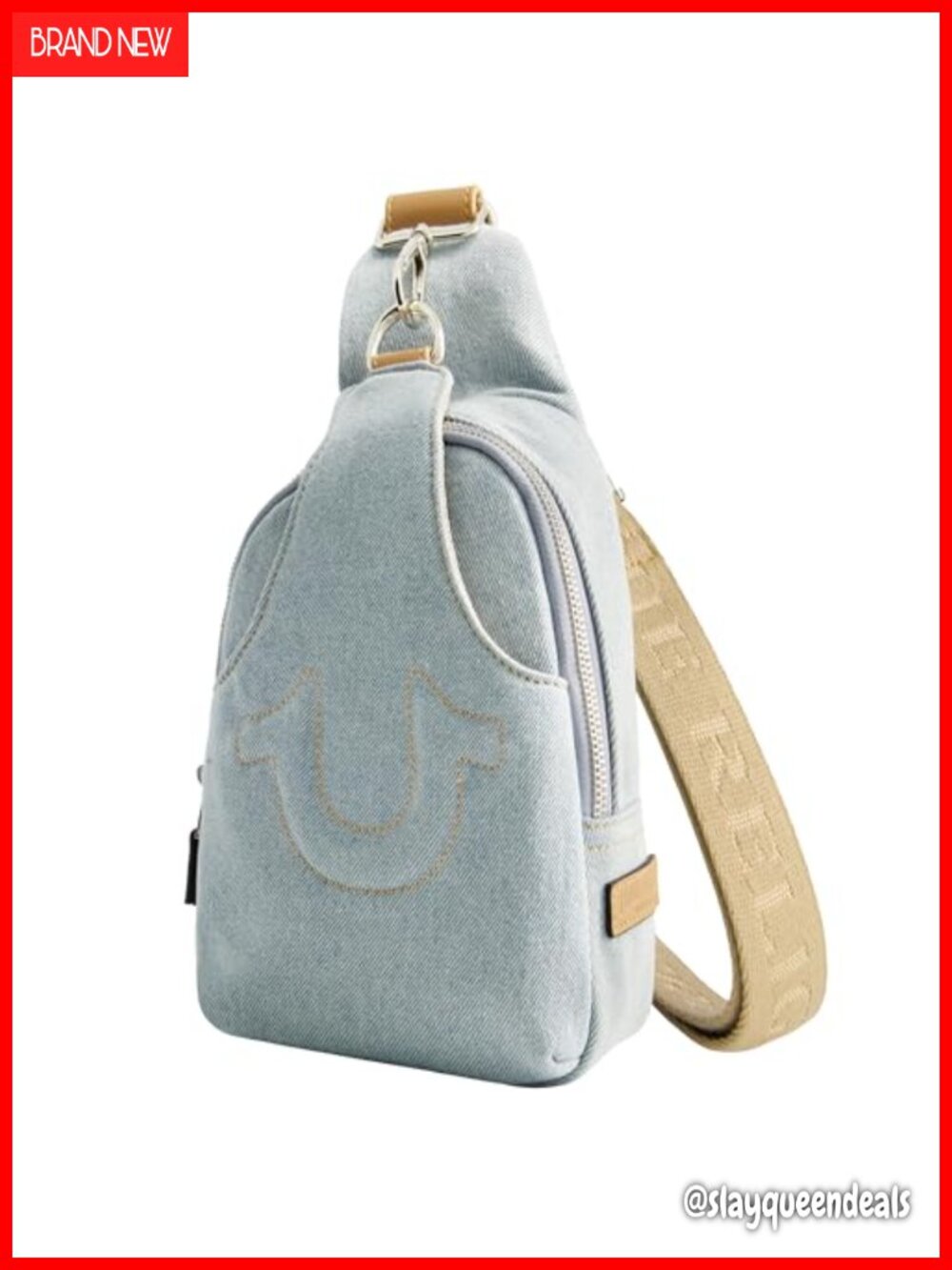 Denim Sling Bag Adjustable Crossbody Travel Backpack Small